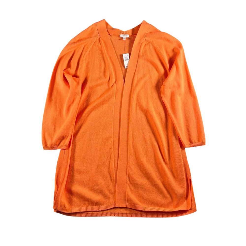 Talbots Factory NWT Women's Orange Sweater 3/4 Length Cardigan Size Large